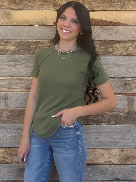 The Best Basic Waffle Light Olive Top