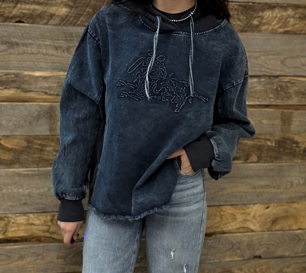 The Mixed Up Thoughts Denim Hoodie Sweatshirt