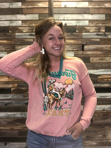 The Turquoise Trail Cowboy Mineral Peach Sweatshirt