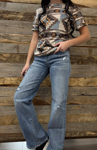 The Kayla High Rise Wide Leg Vintage Wash Jeans