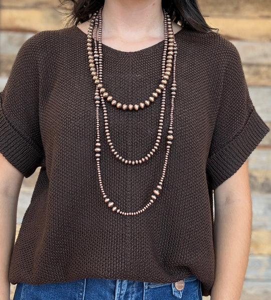 The Talk To It Chocolate Sweater Cuff Top