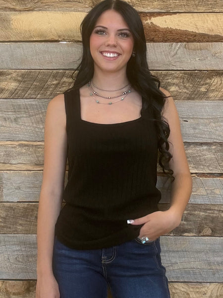 The Talk It Up Black Tank Top