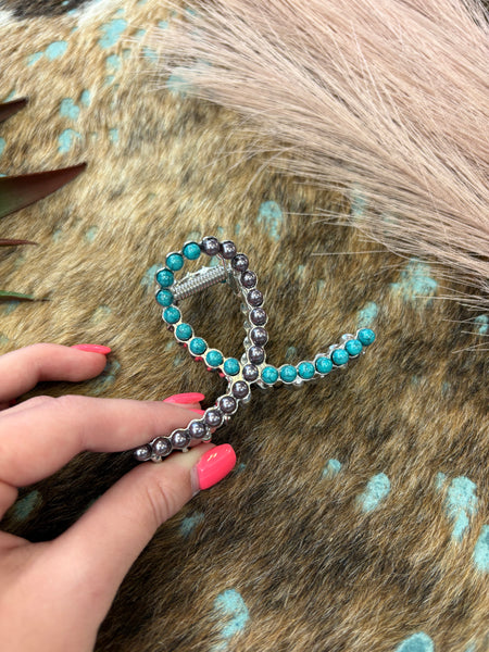The Silver and Turquoise Mix Mini Claw Clip