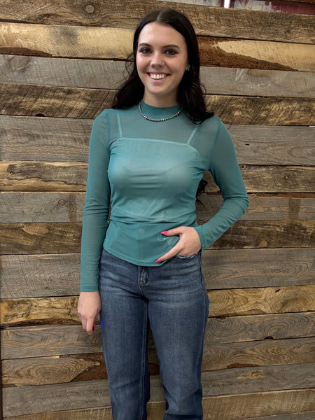 The Turquoise Mesh Top
