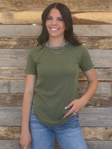 The Best Basic Waffle Light Olive Top