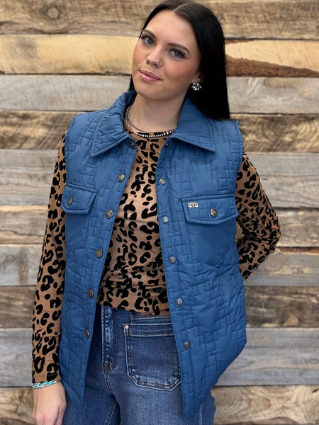 The Simple Solid Quilted Teal Vest