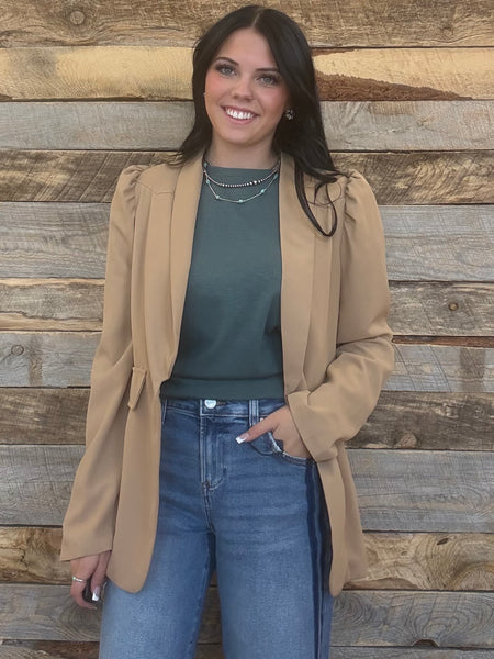 The Dusty Days Taupe Puff Blazer