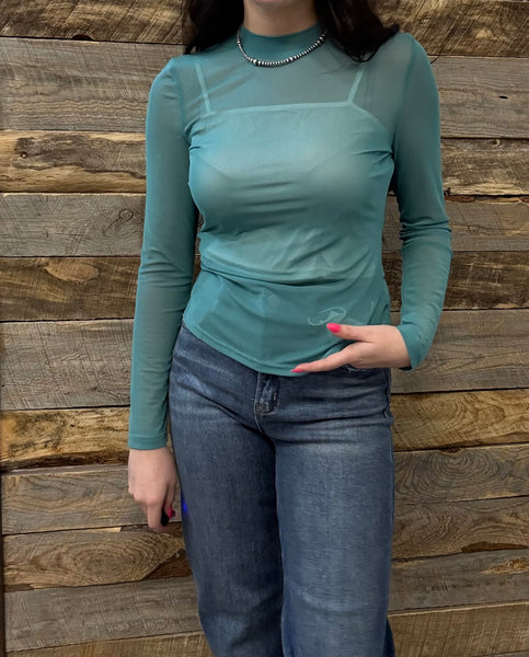 The Turquoise Mesh Top