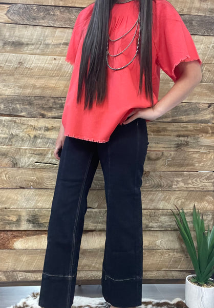 The Chris High Rise Crop Wide Leg Super Dark Jeans