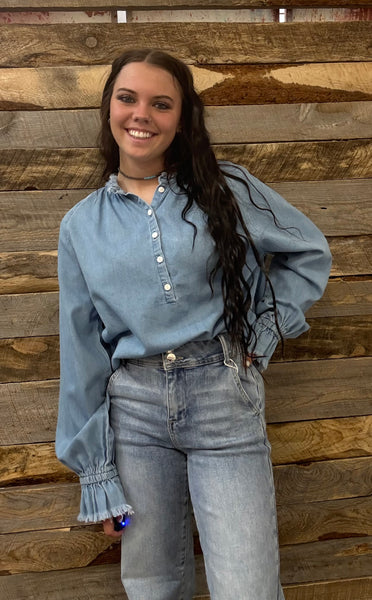 The Darling Denim Pull Over Denim Top