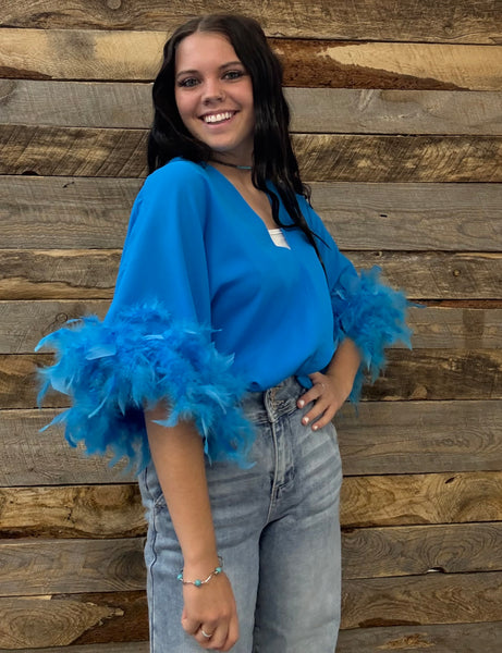 The Fun Feathers Blue Body Suit Top