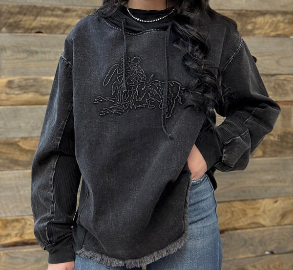 The Mixed Up Thoughts Dark Denim Hoodie Sweatshirt