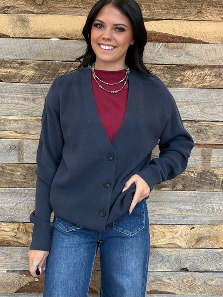 The Way There Button Up Midnight Sweater