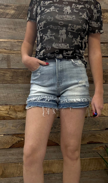 The Kaitlyn High Rise Light Jean Shorts