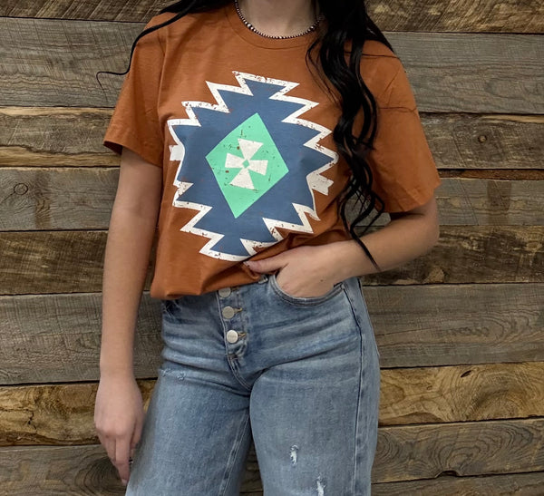 The Jackson Aztec Heather Autumn Rust Tee