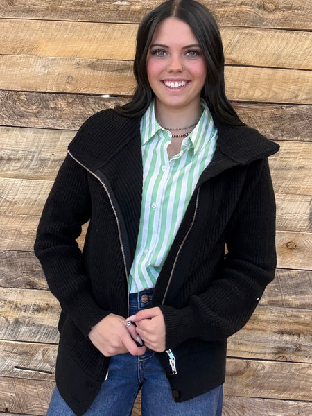 The Nothing Stops This Black Sweater Cardigan Jacket