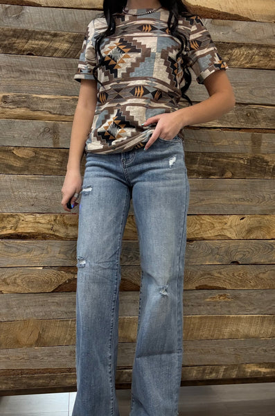 The Kayla High Rise Wide Leg Vintage Wash Jeans