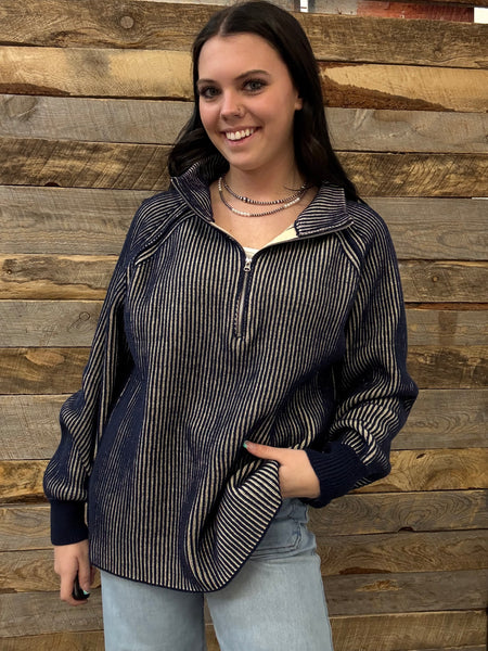 The Keep Me Here Navy Quarter Zip Sweater