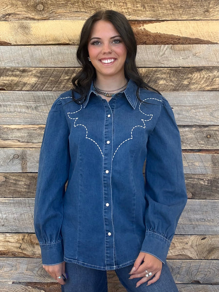 The Make A Mark Dark Denim Top