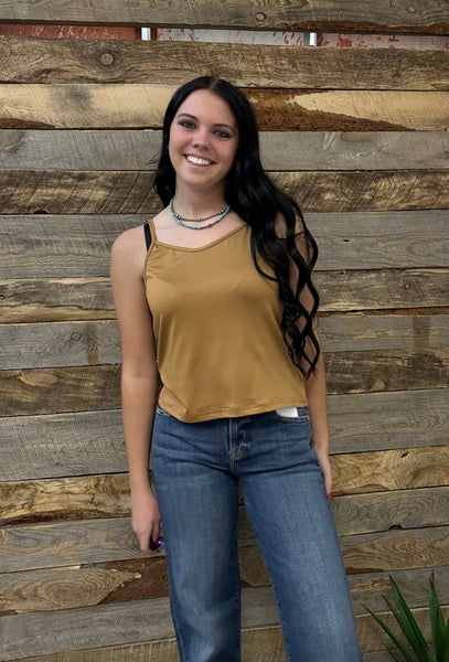 The Dark Mustard Crop Tank Top