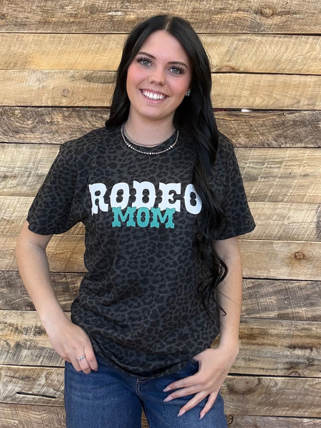 The Rodeo Mom Leopard Black Tee