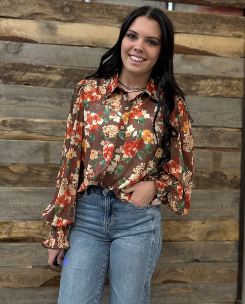 The Floral Mesh Blouse Top