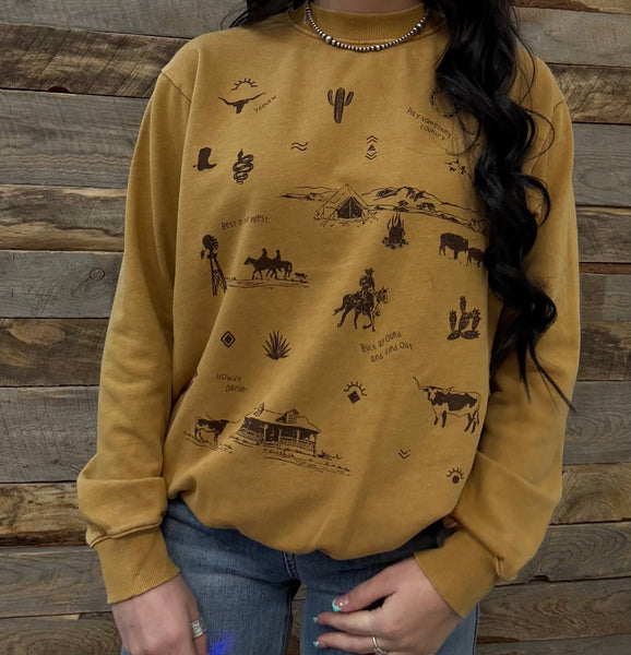 The Western All Over Mineral Mustard Sweatshirt