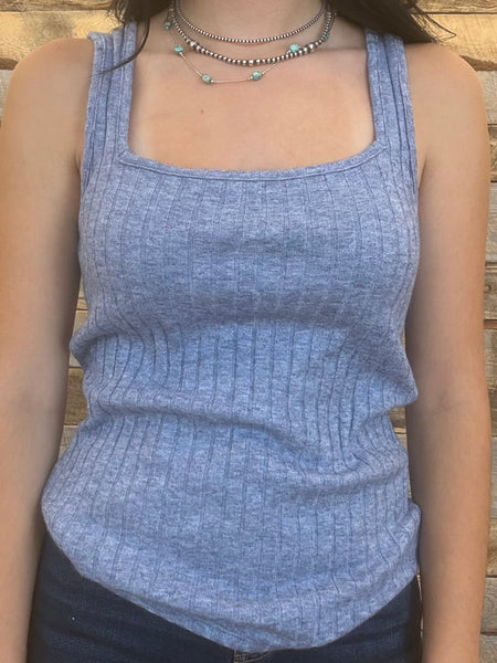 The Talk It Up Light Navy Tank Top