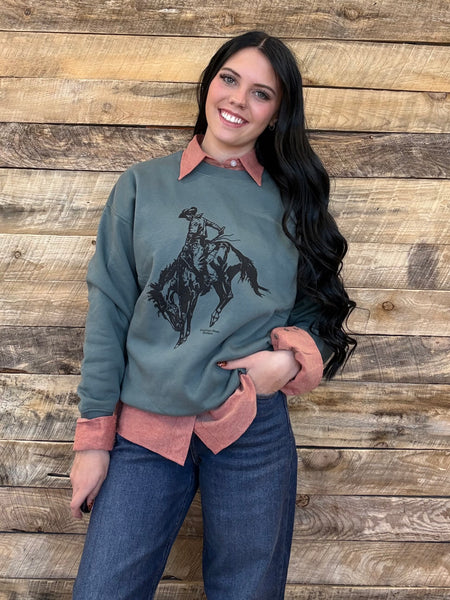 The Come Here Bronc Deep Basil Sweatshirt