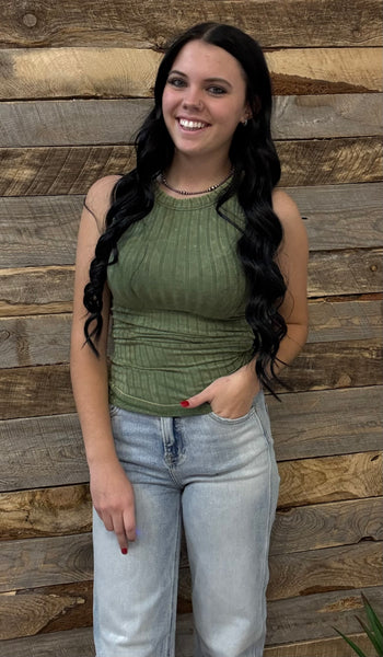 The Remember This Ash Olive Tank Top