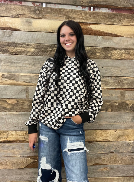 The Howdy Black and White Hooded Sweatshirt