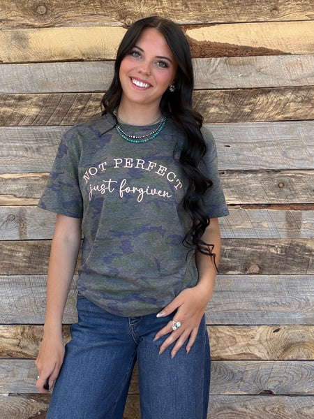 The Not Perfect Just Forgiven Camo Tee