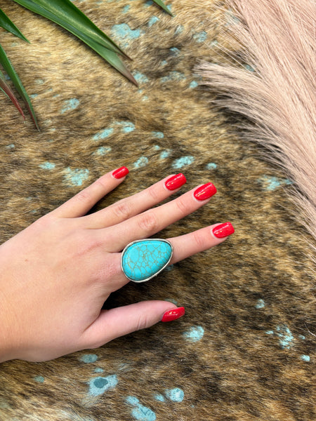 The Stay Here Stretchy Turquoise Ring