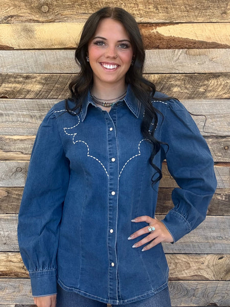 The Make A Mark Dark Denim Top