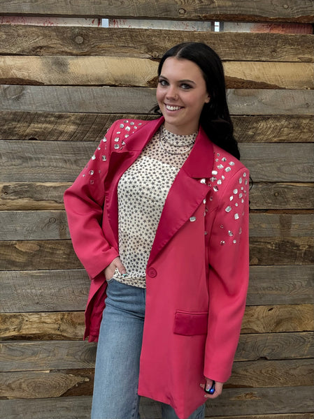 The Jewel Covered Bright Pink Blazer