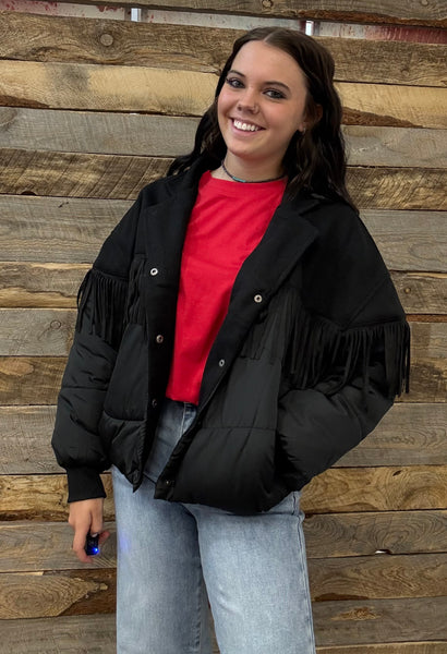 The Talk Fringy Black Jacket