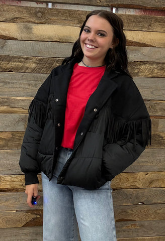 The Talk Fringy Black Jacket