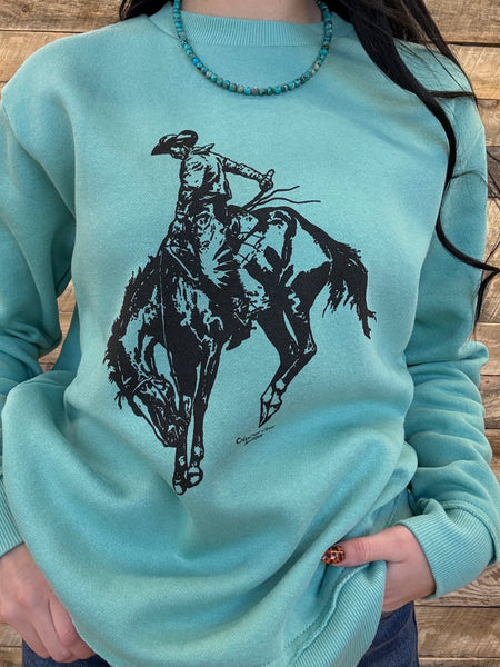 The Bronc Perfect Cut Teal Sweatshirt