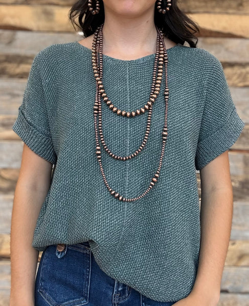 The Talk To It Ash Jade Sweater Cuff Top