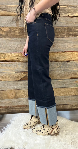 The Waive Mid Rise Crop Wide Cuffed Jeans