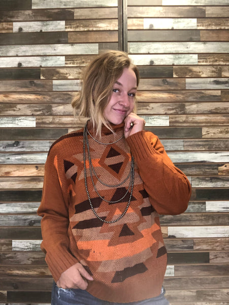 The Best Aztec Rust Sweater