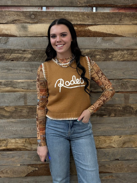 The Square Western Collage Mesh Top