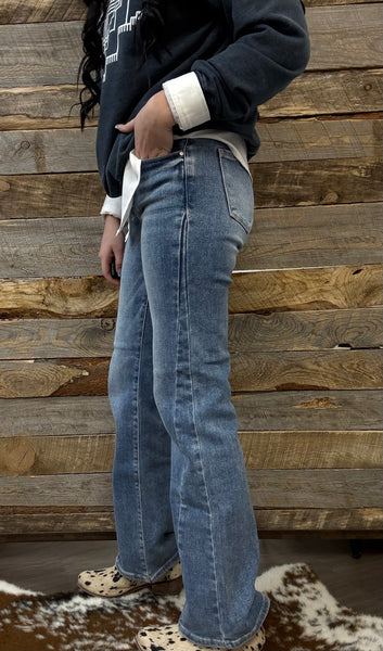 The Sharon High Rise Straight Leg Ankle Medium Jeans