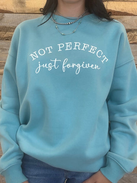 The Not Perfect Just Forgiven Steel Blue Sweatshirt