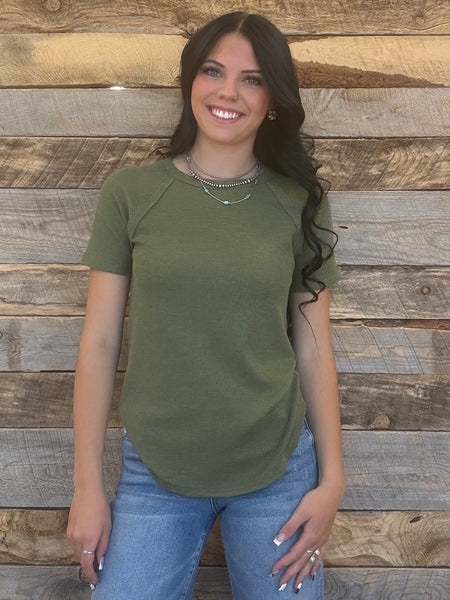 The Best Basic Waffle Light Olive Top