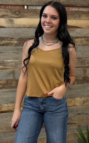 The Dark Mustard Crop Tank Top