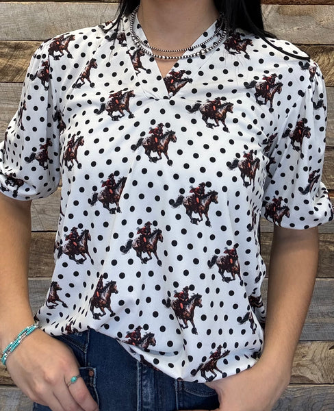 The Cowboy Polka Dot Top