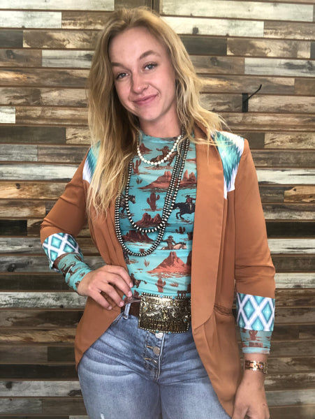 The Western Aztec Tan Blazer