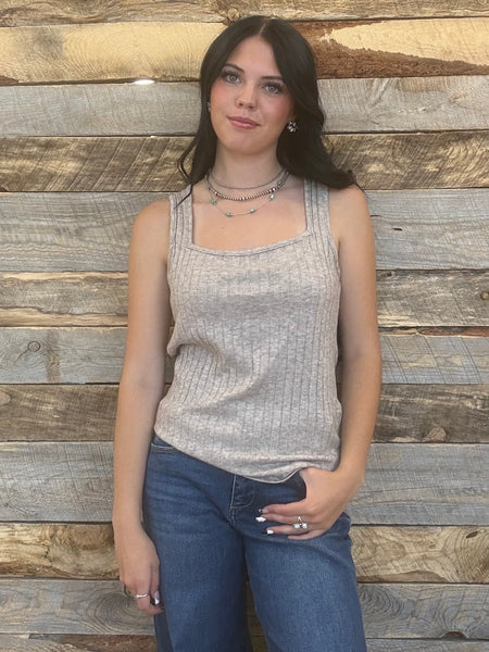 The Talk It Up Ash Mocha Tank Top