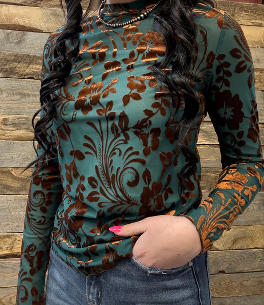 The Today Turquoise Mesh Top